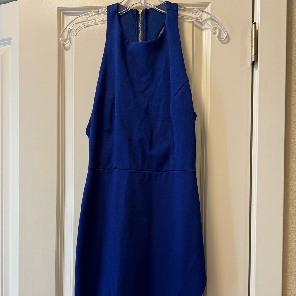 Mystic Blue Halter Sheath Dress for Cocktail